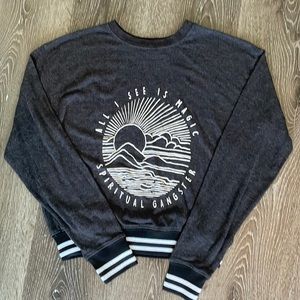 Spiritual Gangster “All I See Is Magic” Sweater- Small Dark gray